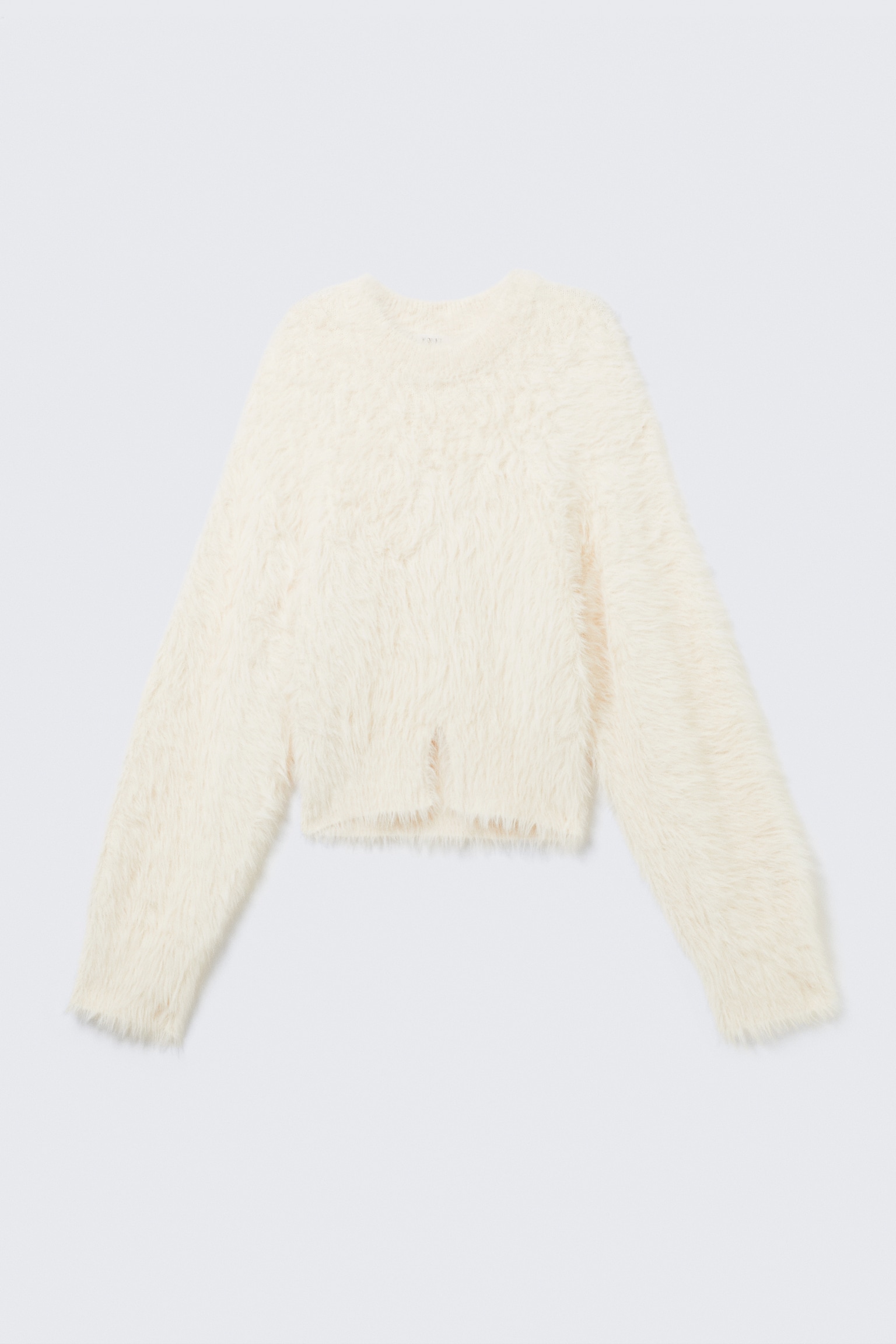Fluffy Knitted Sweater - White/Dark Plum - 2