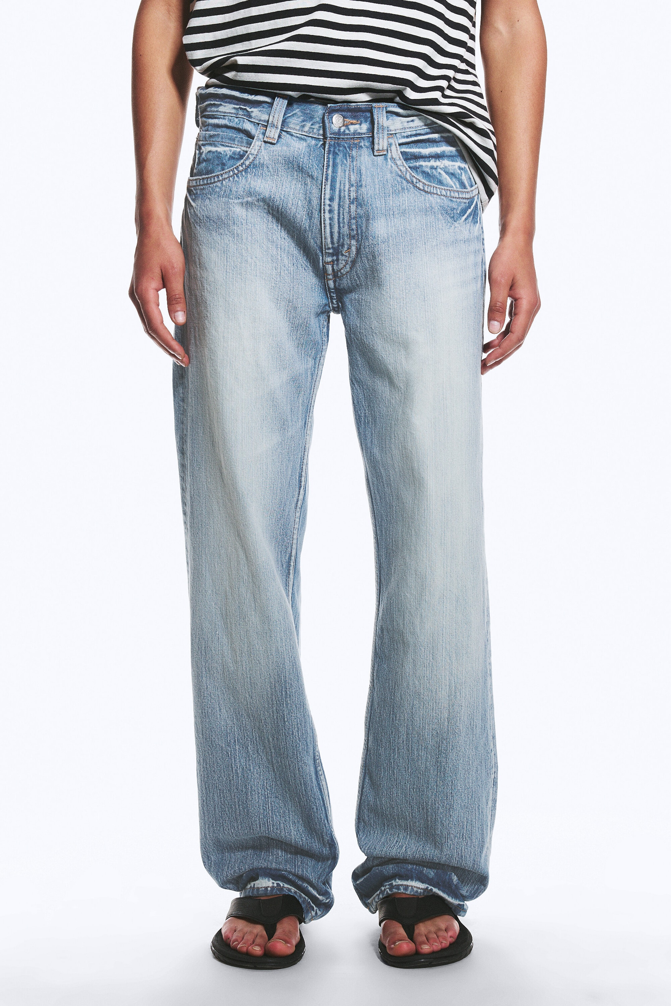 Blue Moon - Bleu clair - Jean droit standard taille basse unisexe Anti - 4