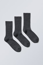 Black - 3-pack Rib Neps Socks - 0