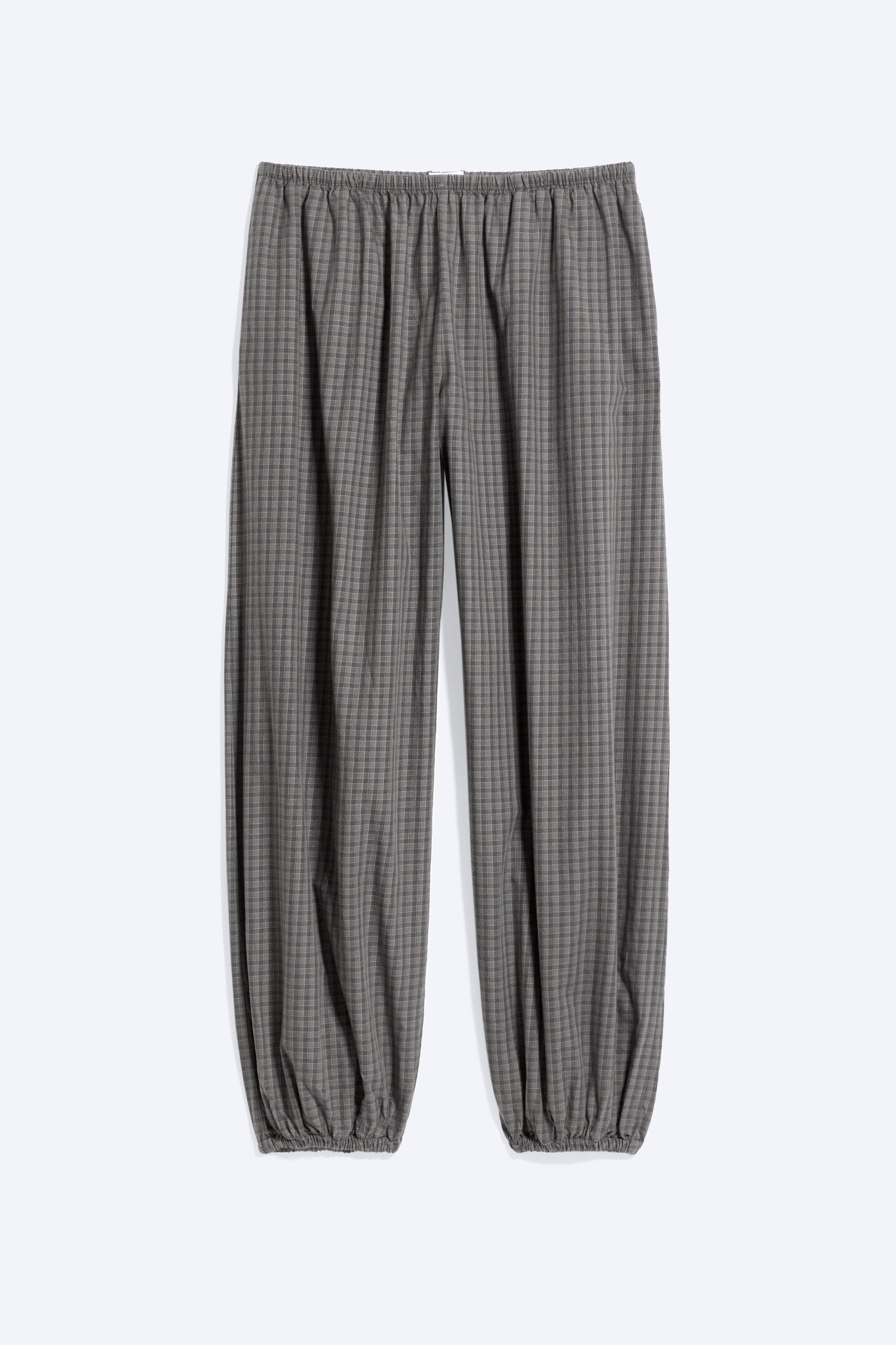 Dunkelgrau kariert - Gewebte Ballonhose mit niedrigem Bund - 0
