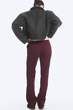 Dark Red - Low waist straight slim trousers - 2