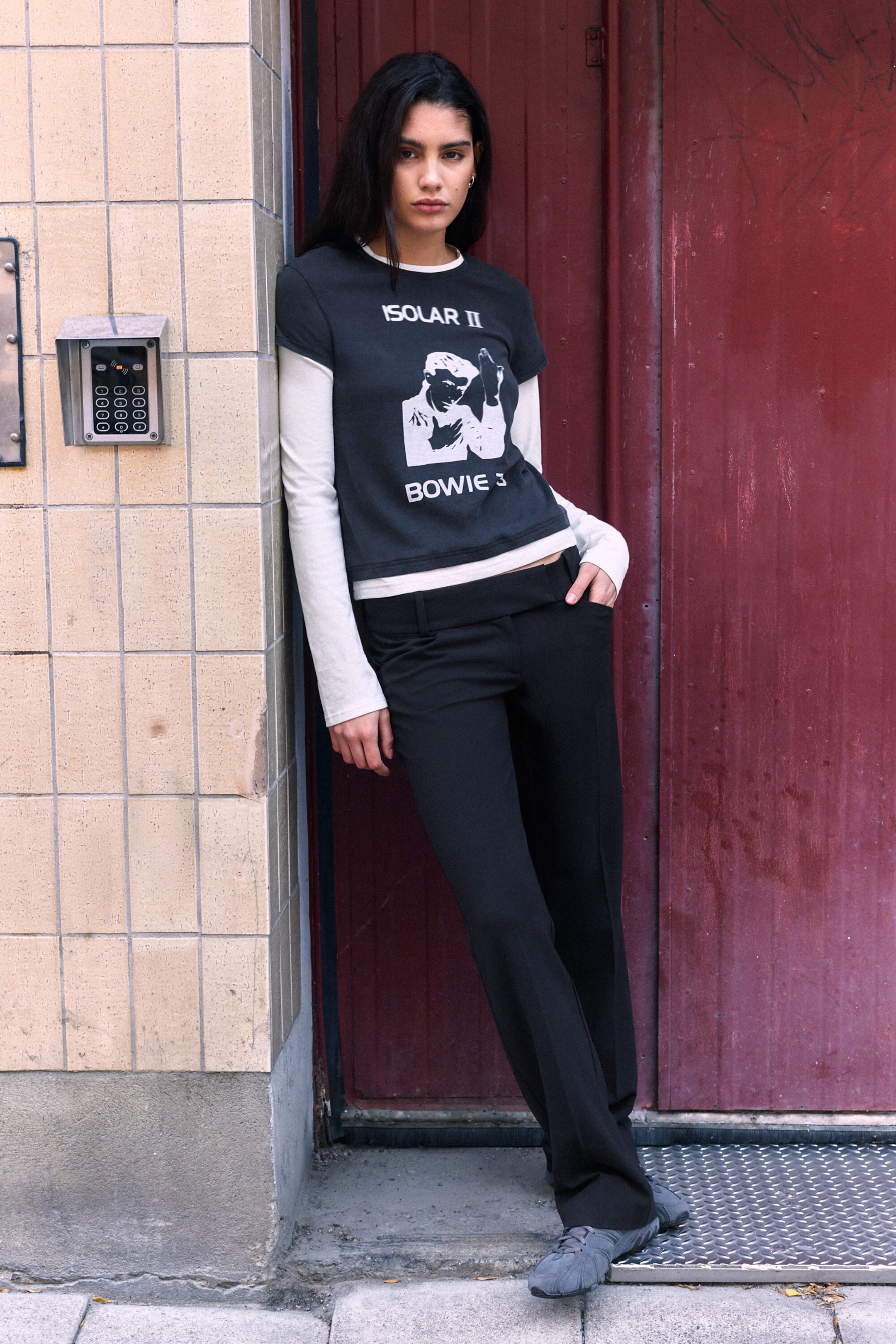 Off-black - Bowie Double-Layer Long-Sleeved T-shirt - 1