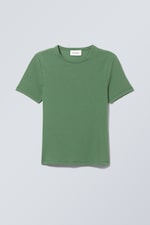Smaragdgrün - Schmal geschnittenes T-Shirt - 0