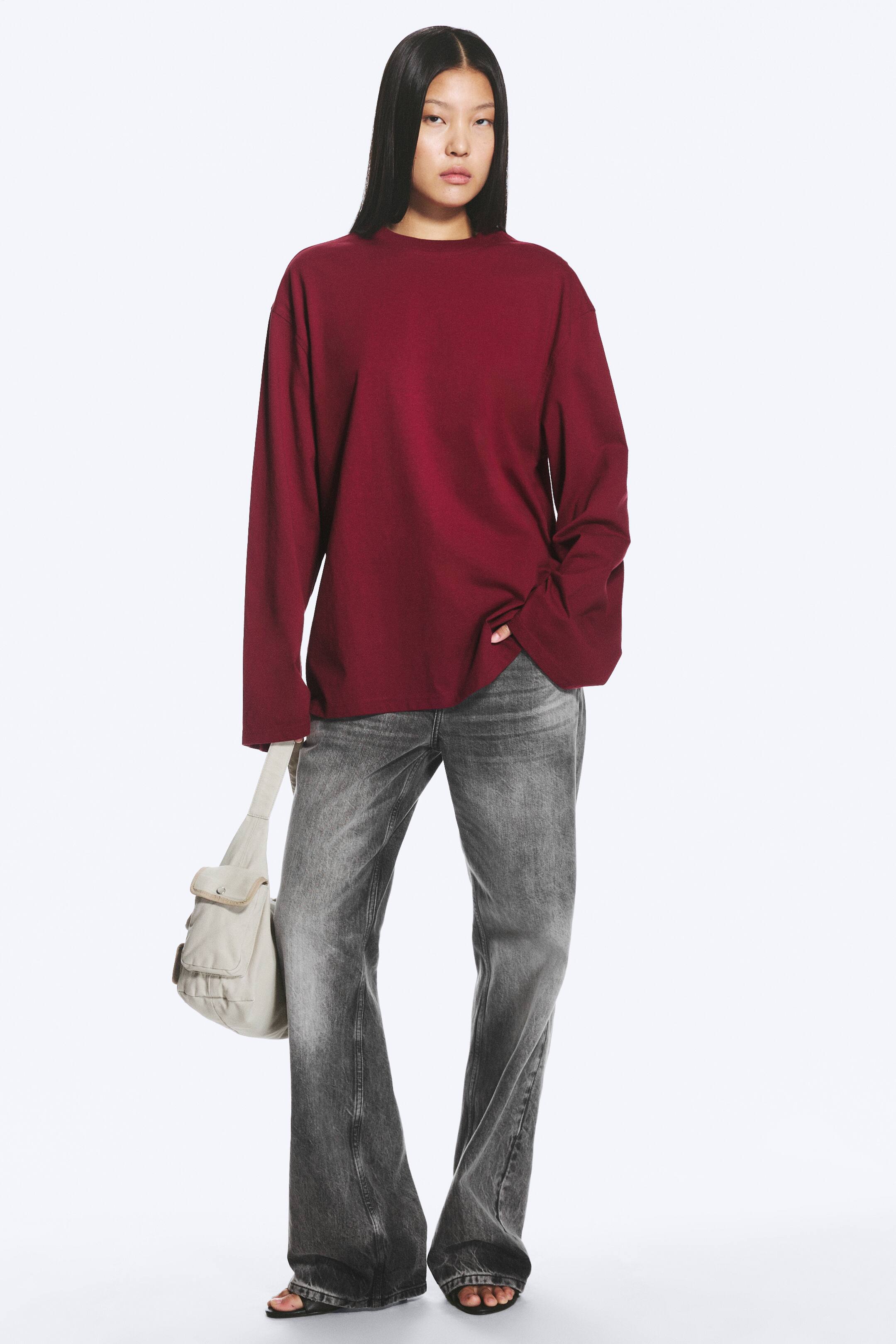 Преглед на по-голямо изображение: Oversized Long Sleeve T-shirt - Тъмночервено - ЖЕНИ | H&M BG 1