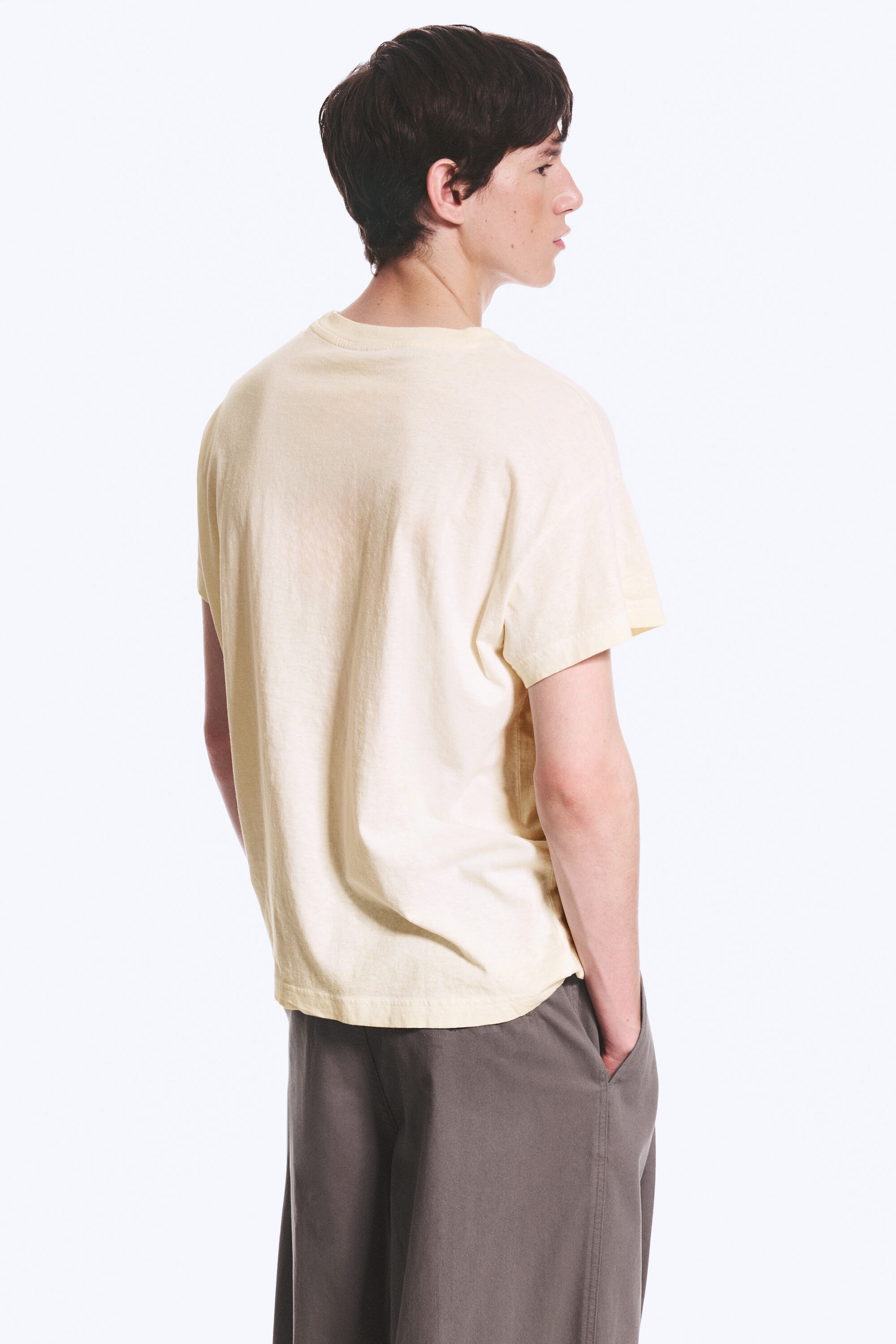 Light Dusty Beige - Cap-Sleeved Boxy Cotton T-shirt - 2