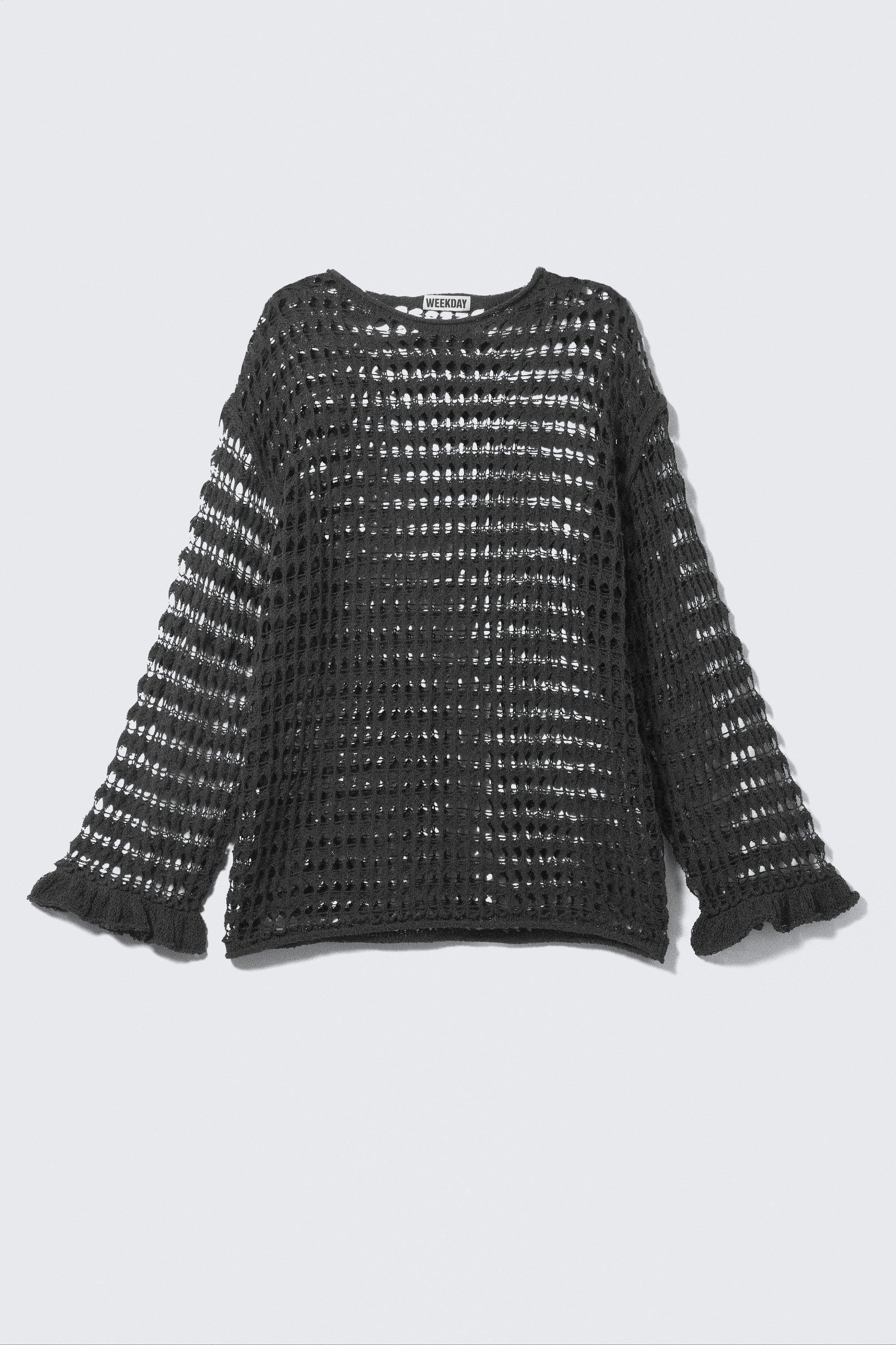 Dark Grey - Loose Fit Open-Knit Sweater - 3