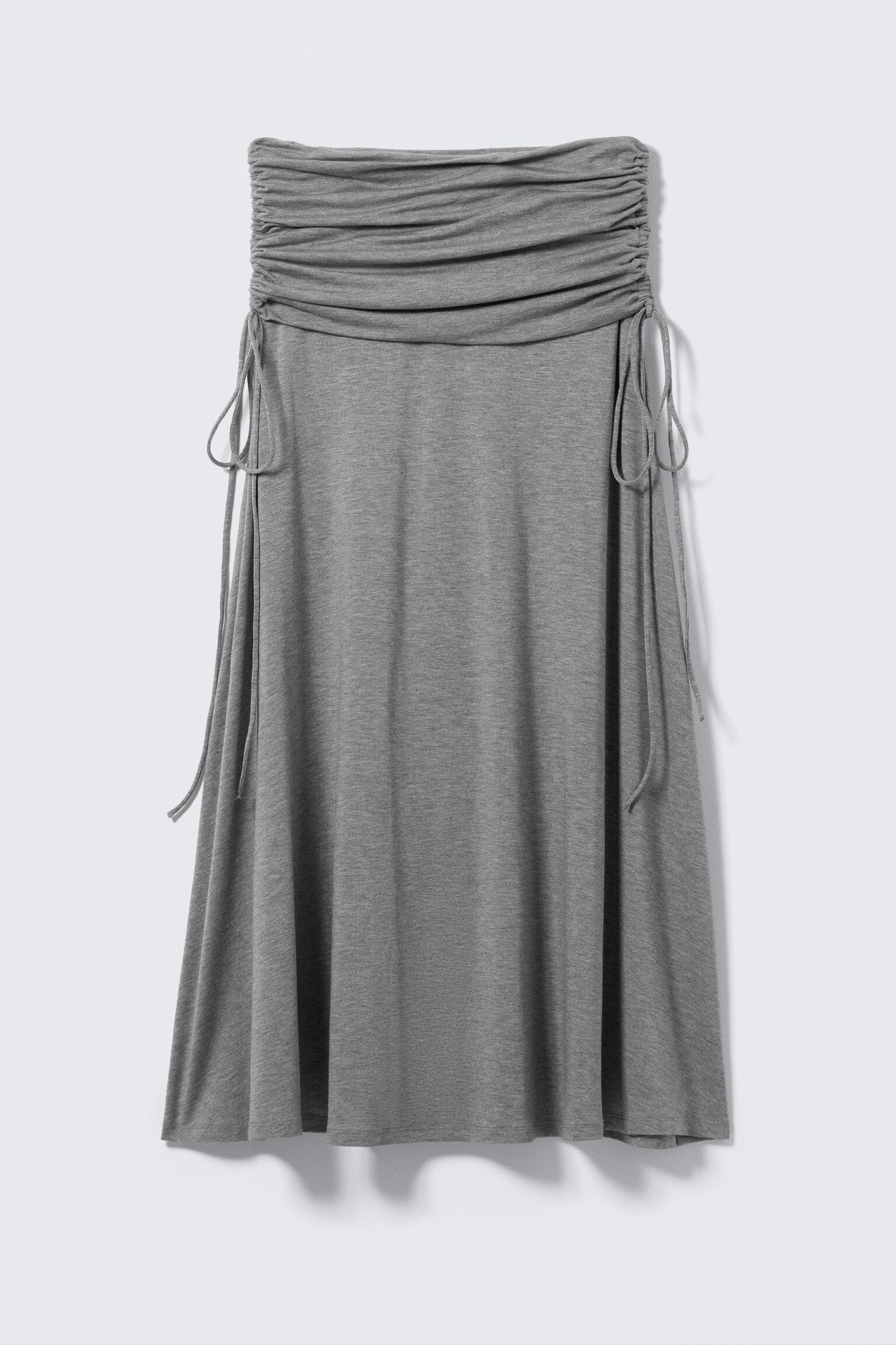 Maxifalda drapeada con cordón - Gris jaspeado/Negro