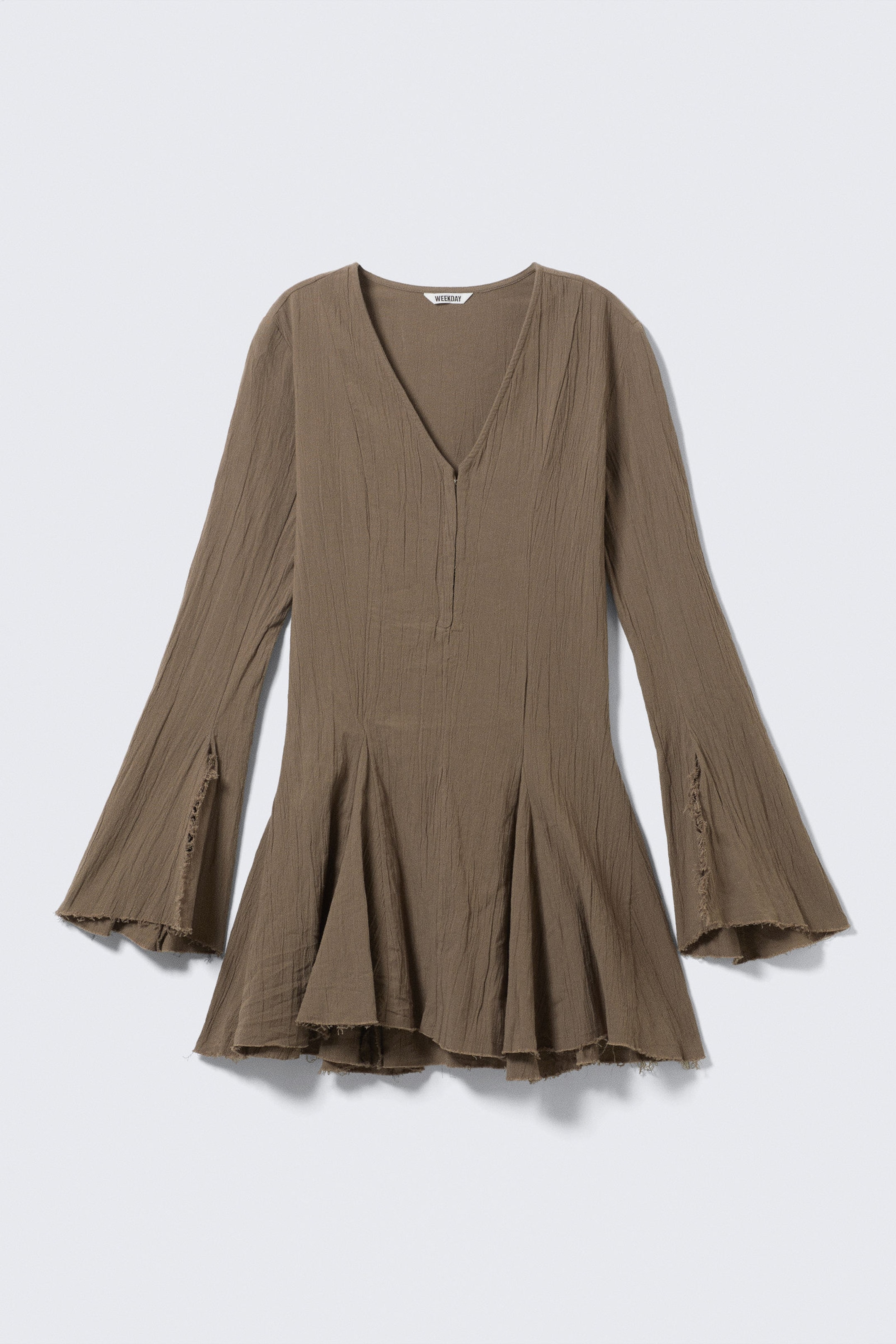 crinkled long sleeved mini dress Dark Mole Weekday CH crinkled long sleeved mini dress Dark Mole Weekday CH