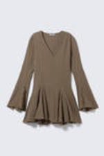 Dark Mole - Crinkled Long-Sleeved Mini Dress - 3