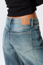 Gasoline Blue - Medium Blue - Ample Low Rise Loose Wide Leg Jeans - 3