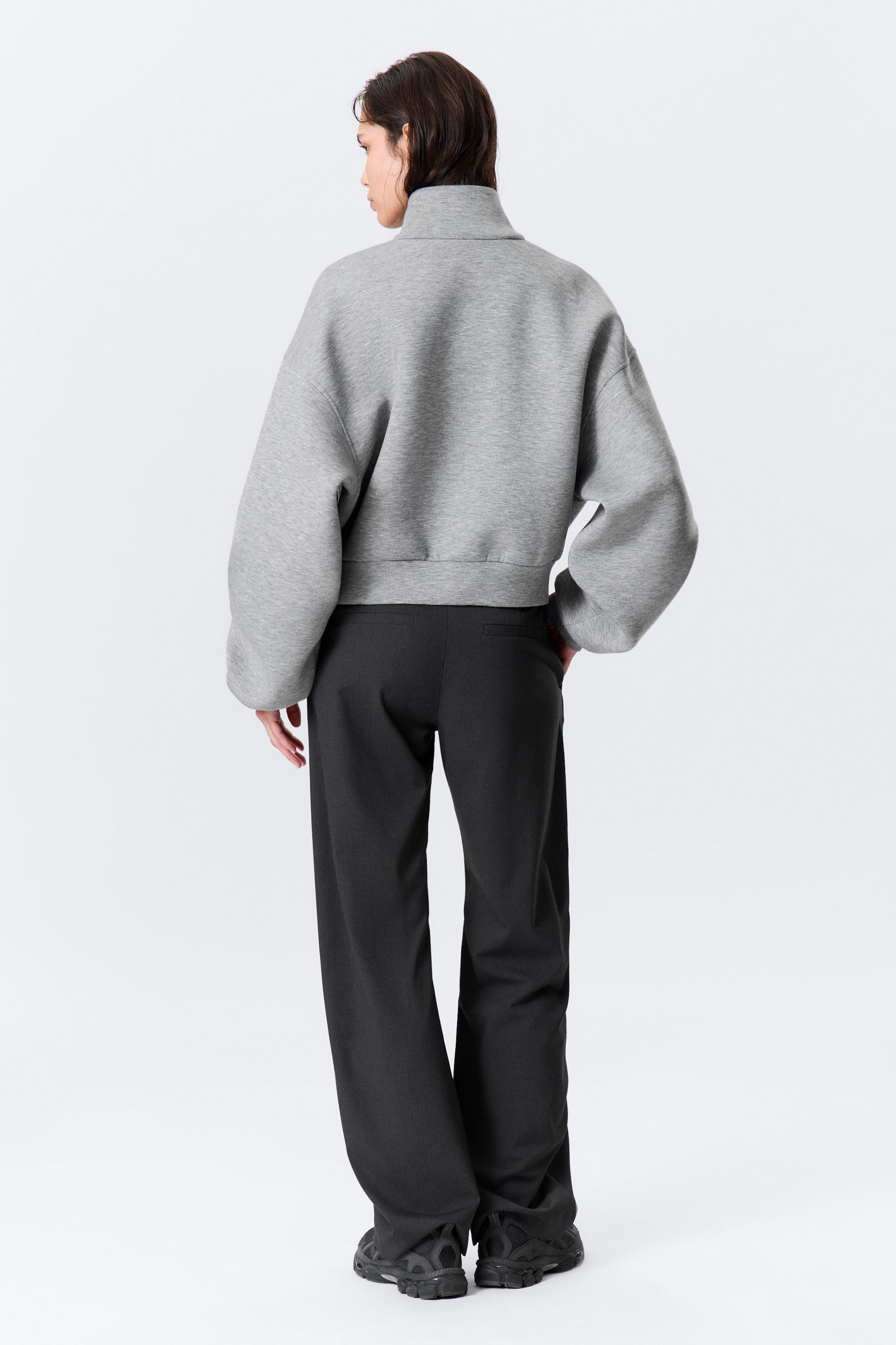 Grey Melange - OVERSIZED SCUBA ZIP JACKET - 3