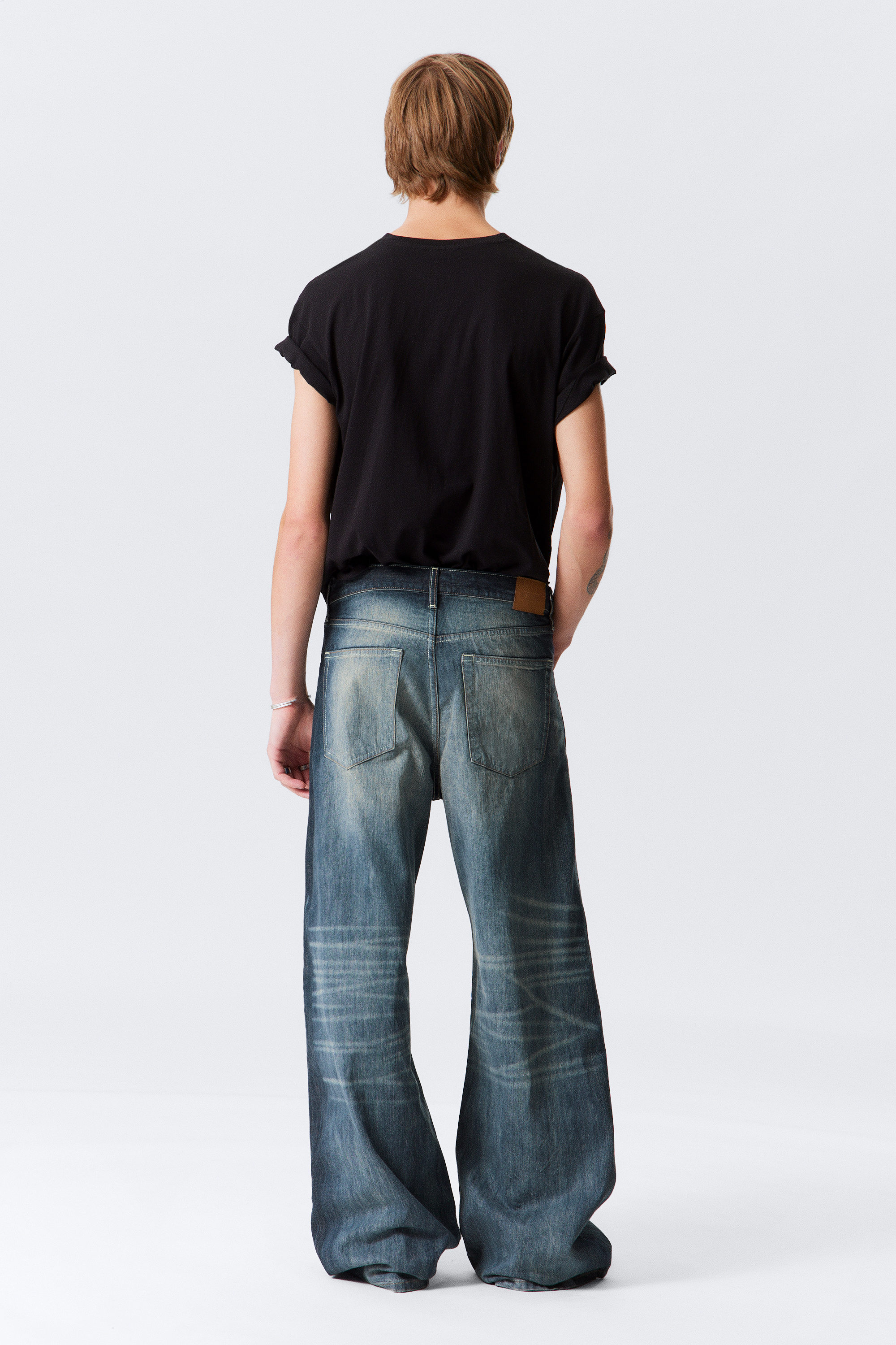 Laser Board Blue - Medium Blue - Solar Loose Wide Leg Unisex Jeans - 8
