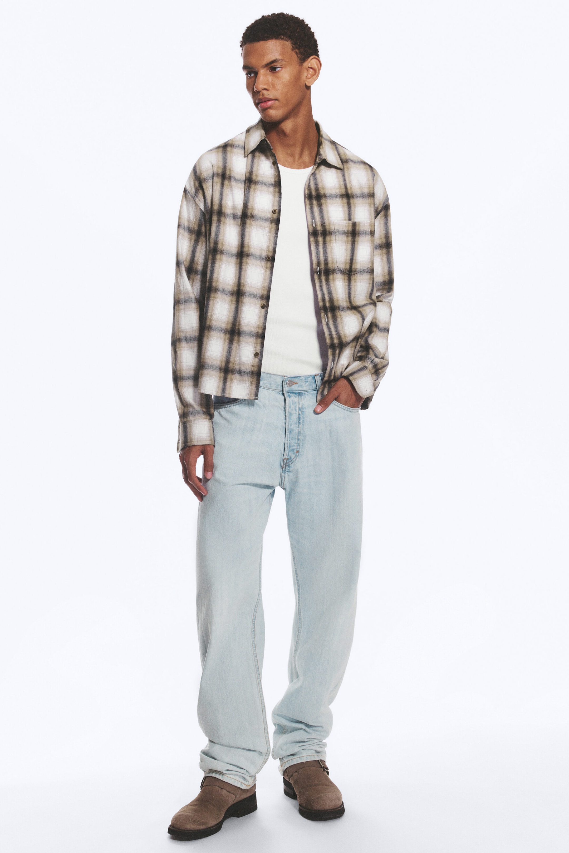 Ghost Blue - Light Blue - Space Mid Rise Relaxed Straight Jeans