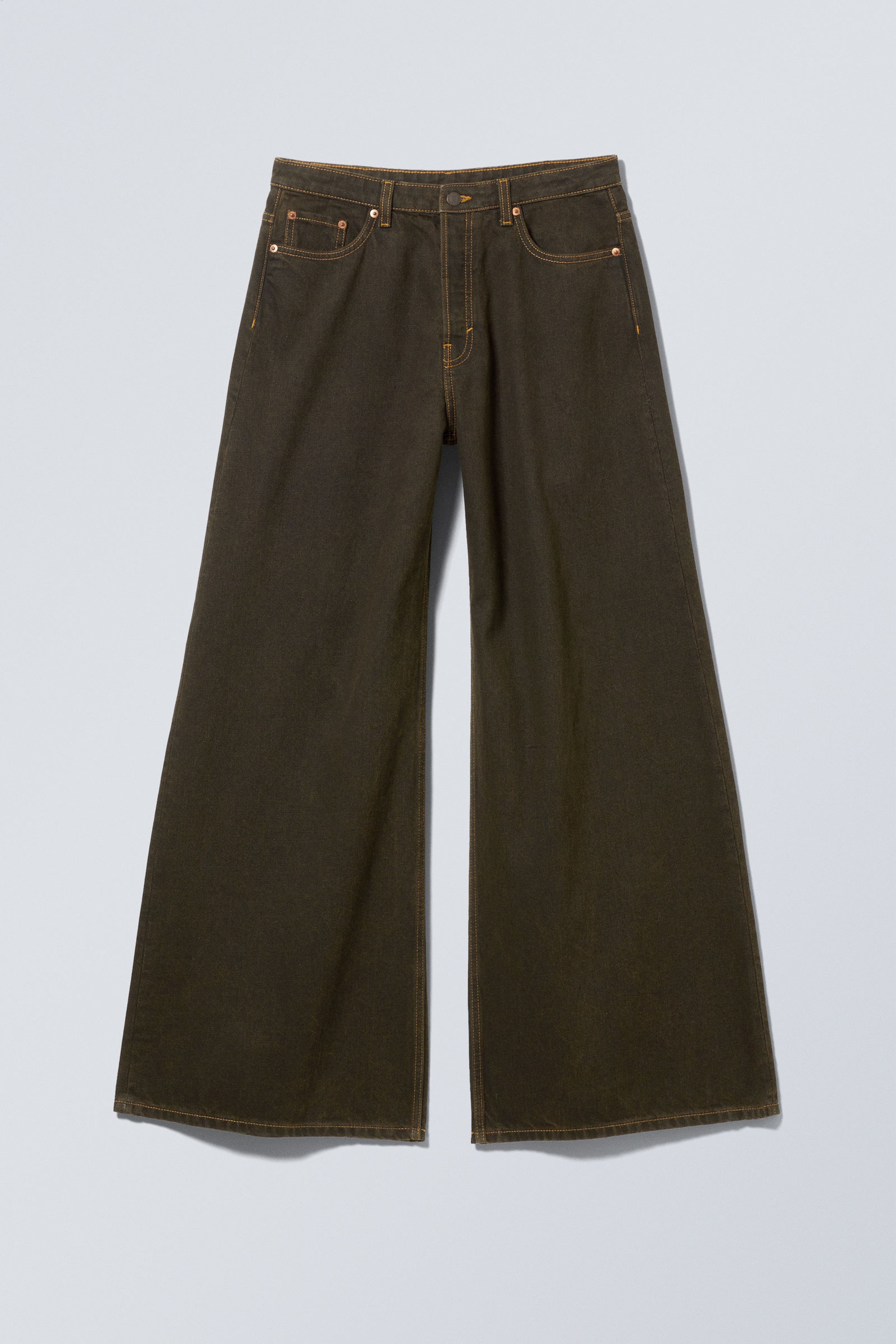 Brown Stone - Telescope Low Loose Wide Jeans - 1