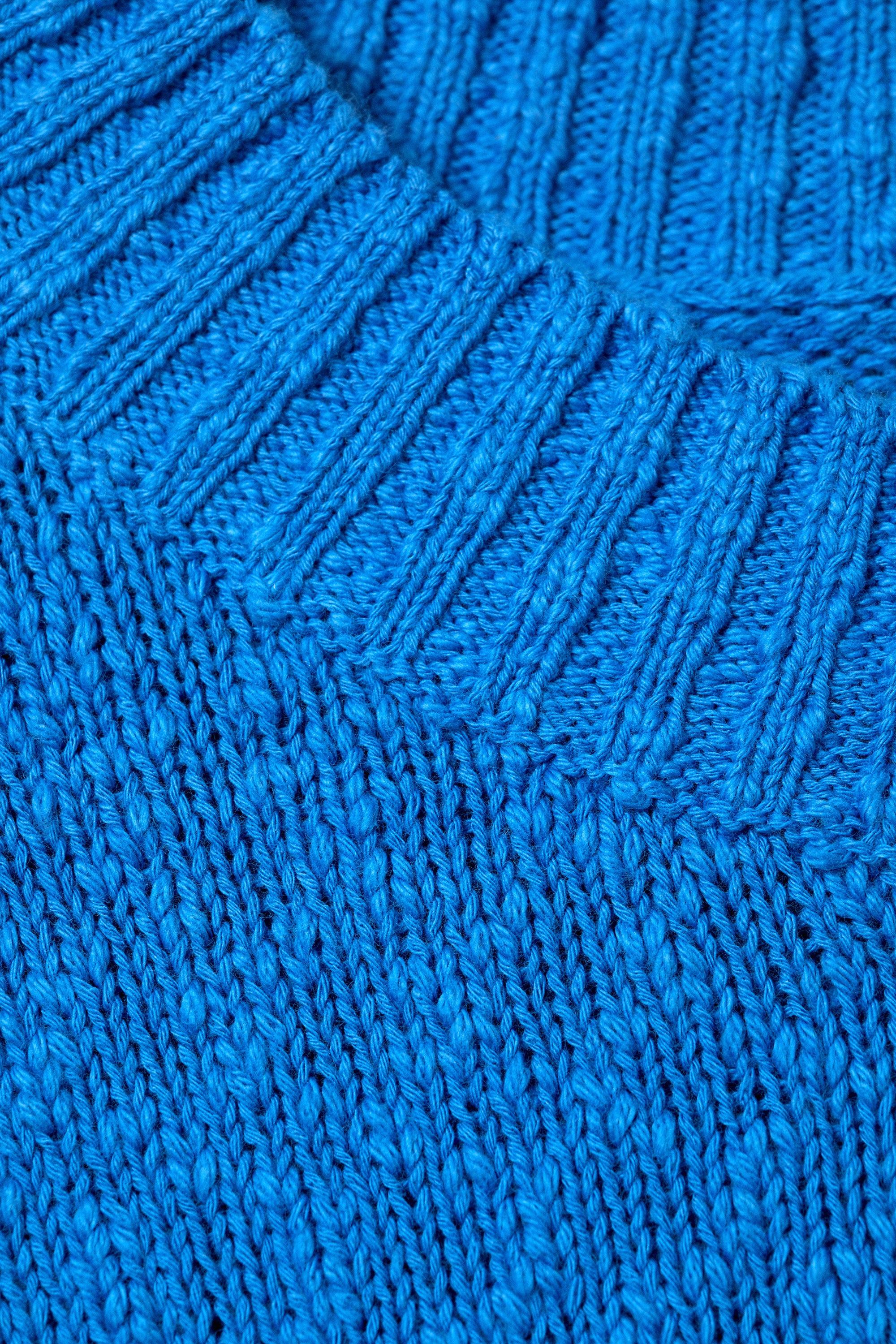 Bright Blue - Relaxed Knitted Cotton Sweater - 4