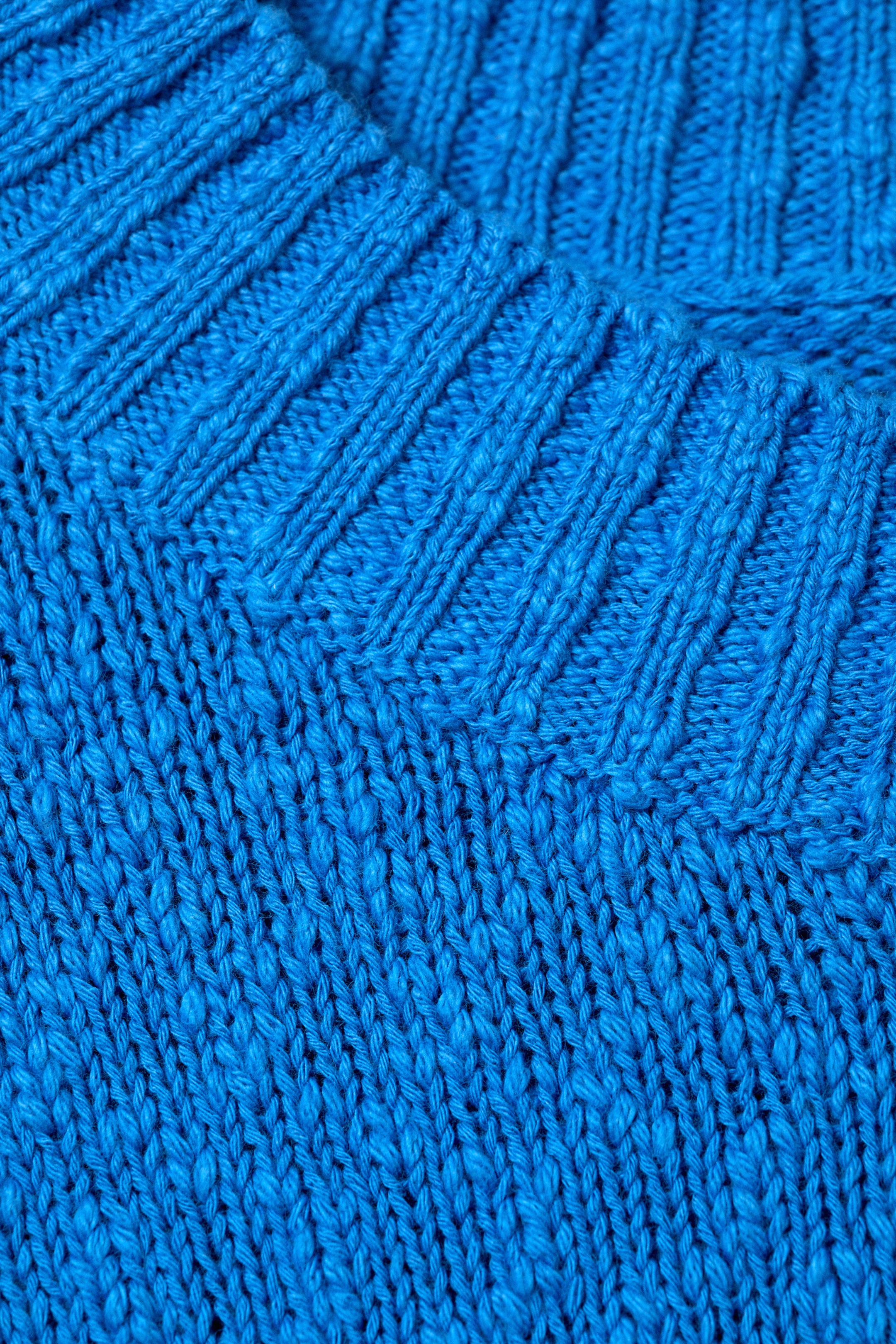 Bright Blue - Relaxed Knitted Cotton Sweater - 4