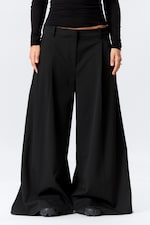 Black - Super Wide Pleated Suiting Trousers - 1