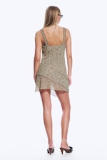 Dimmig Khakigrön - Flower - Asymmetrisk slipklänning - 3