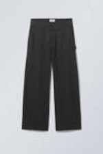Dark Grey - Loose Carpenter Linen Blend Trousers - 3