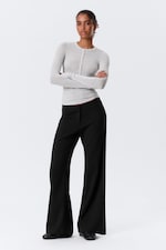 Black - Mid Rise Flared Suiting Trousers - 0