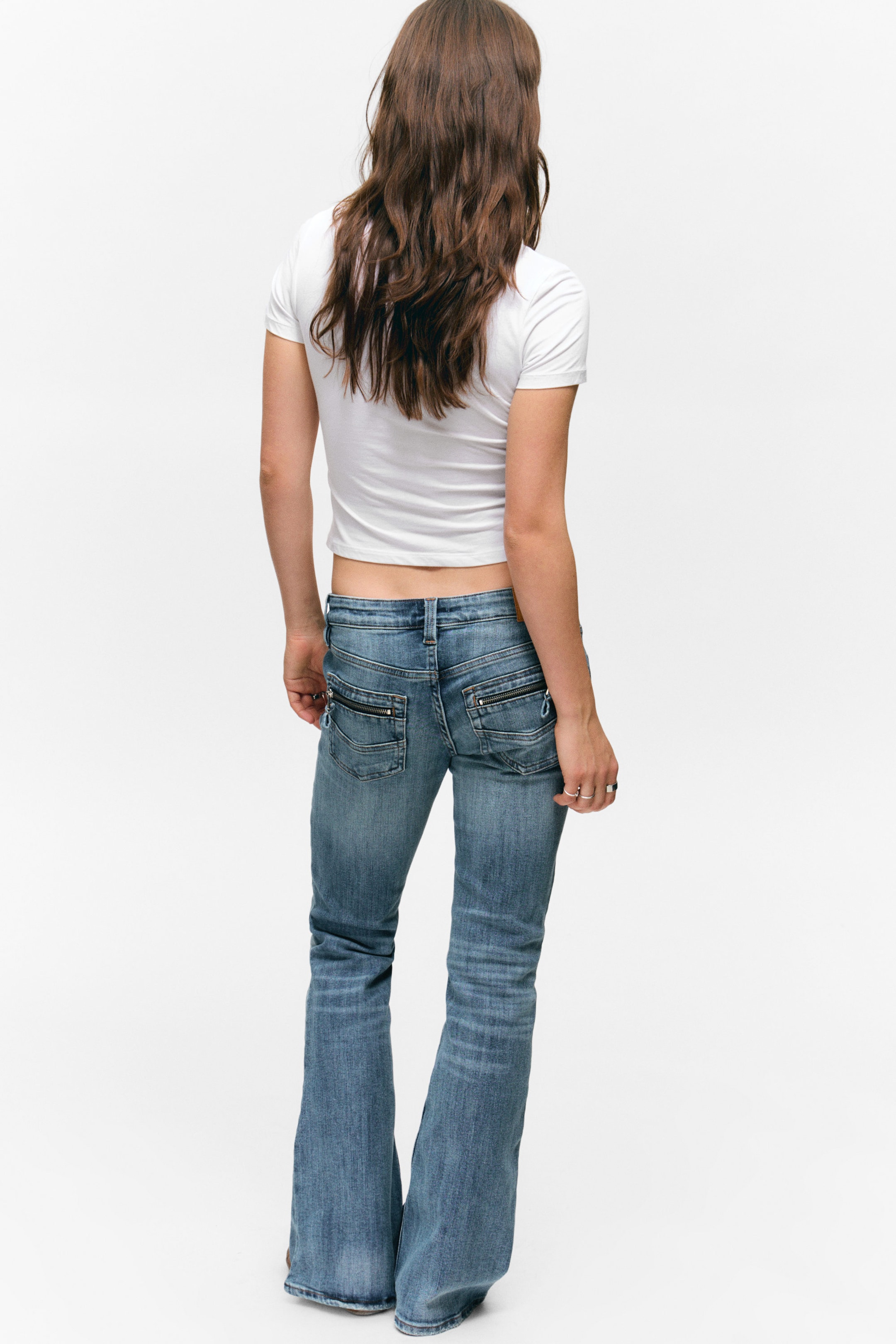 Radio Blue - Medium Blue - Low Rise Slim Flared Leg Jeans - 5