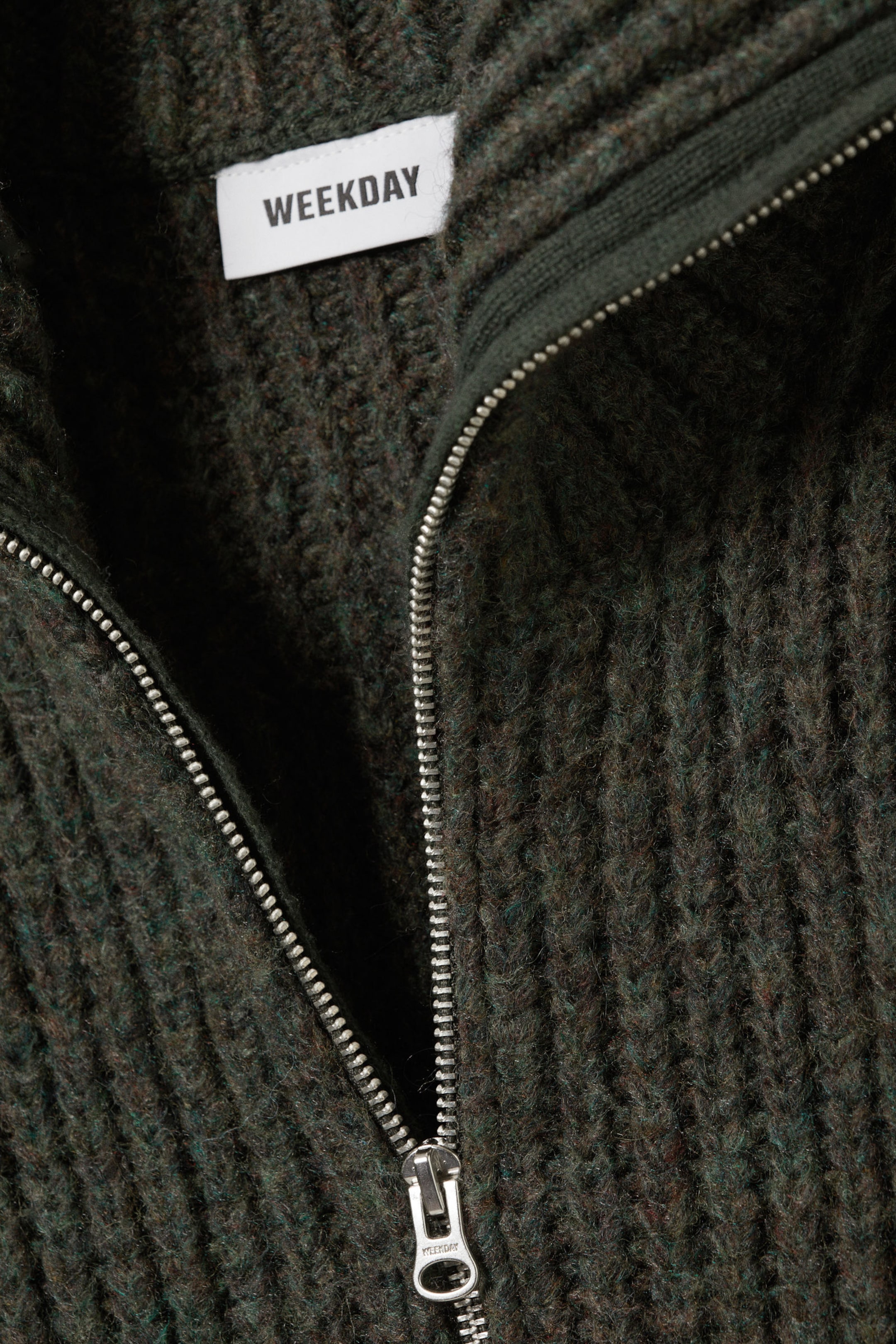 Dark Green - Rib-Knit Half-Zip Turtleneck Sweater - 2