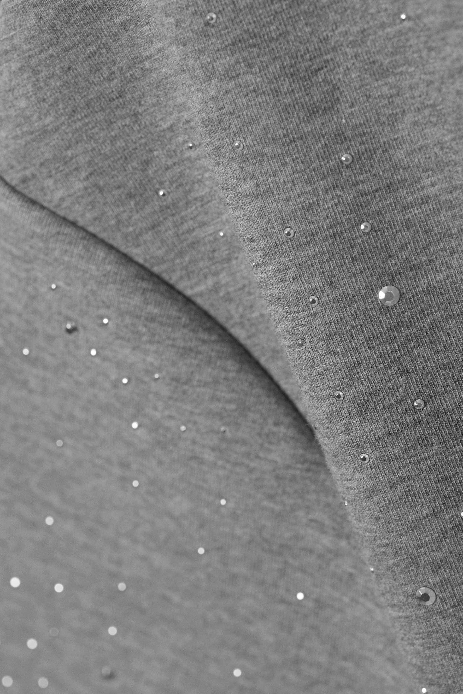 Studded Mini Scuba Tee Dress - Grey Melange - Studs - 4