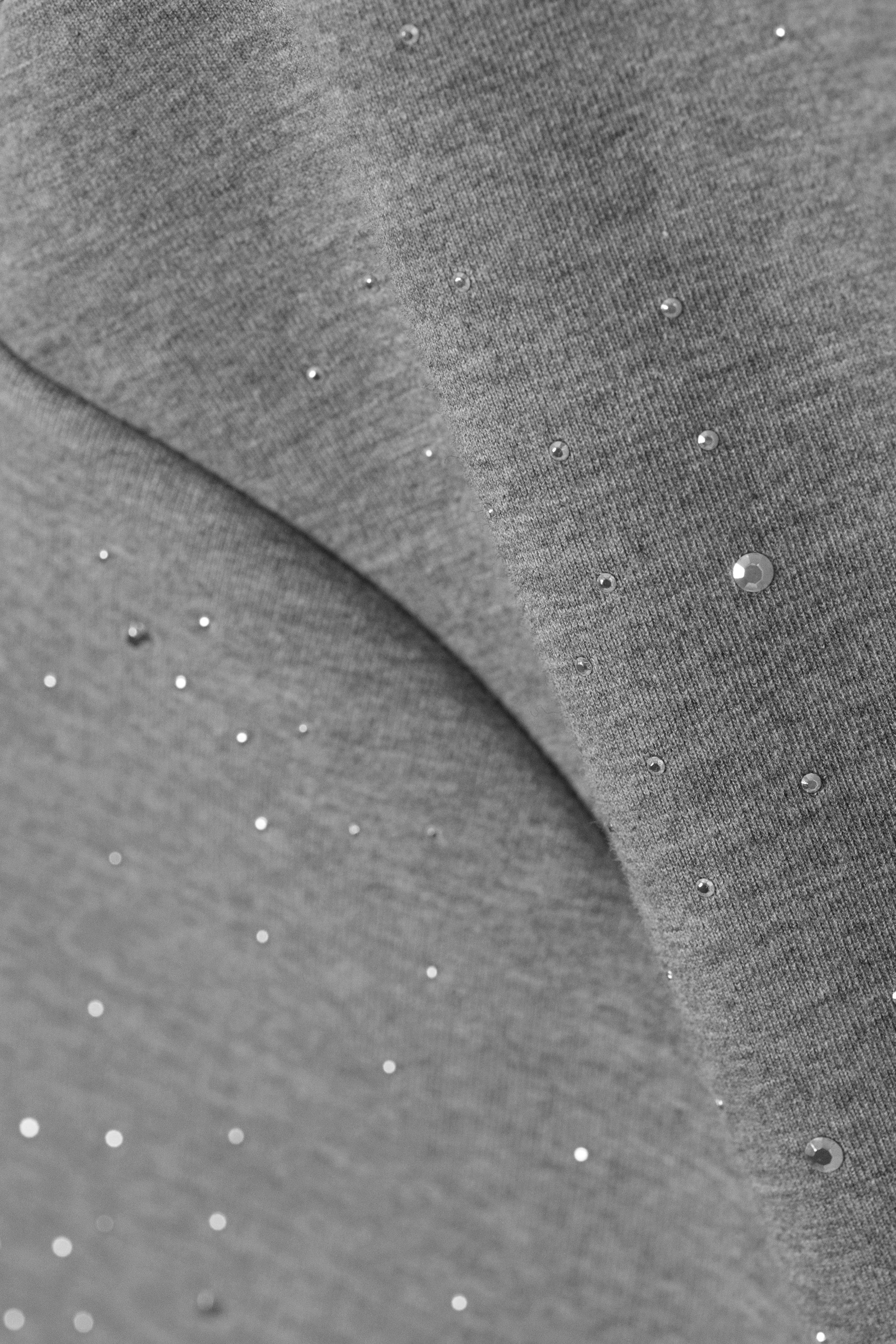 Grey Melange - Studs - Studded Mini Scuba Tee Dress - 4