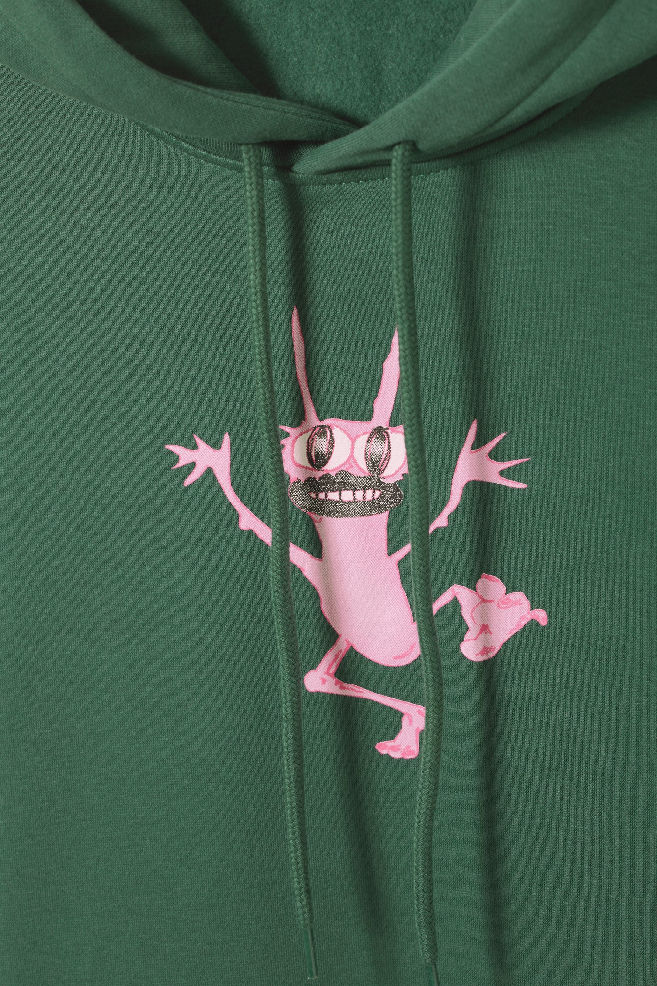 Green w pink alien - Oversized Printed Hoodie - 1