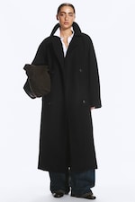 Black Melange - Kia Oversized Wool-Blend Double-Breasted Coat - 0