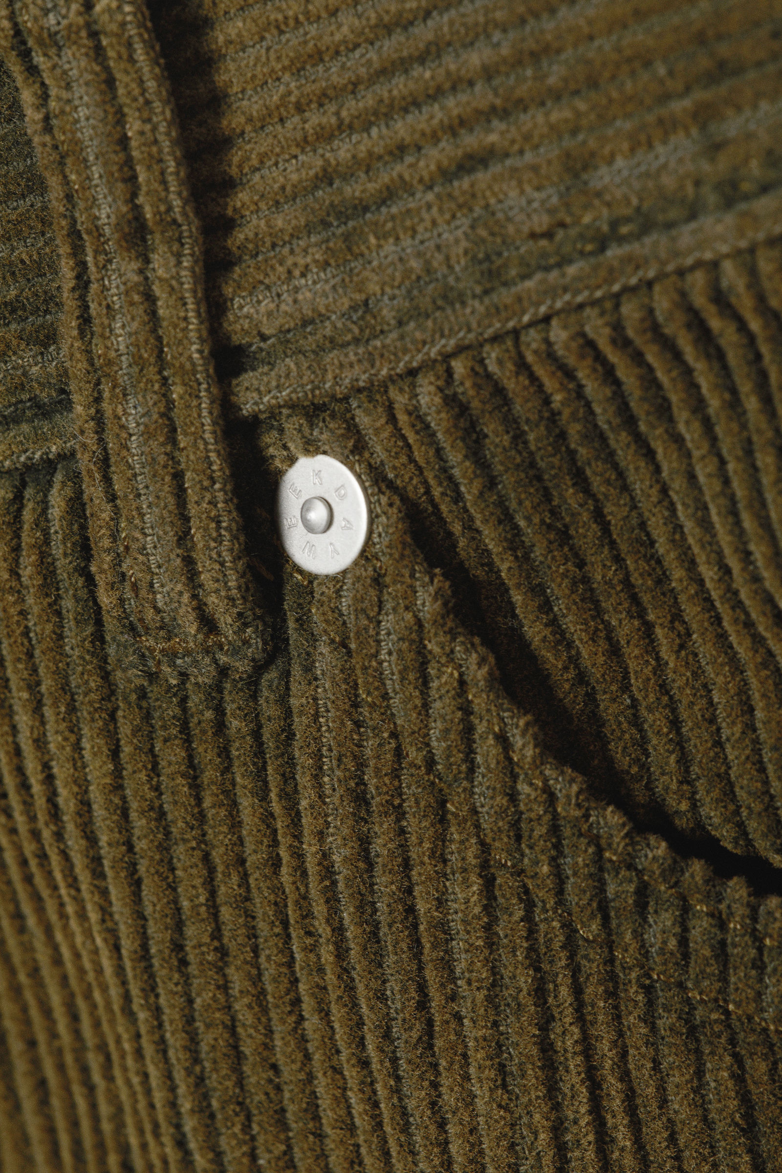 galaxy loose straight cord trouser - Washed Dark Khaki Green