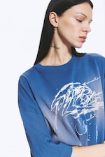 Blau - Oversized T-Shirt mit Print - 1