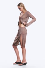 Braun - Midirock aus Strick mit mittelhohem Bund - 2