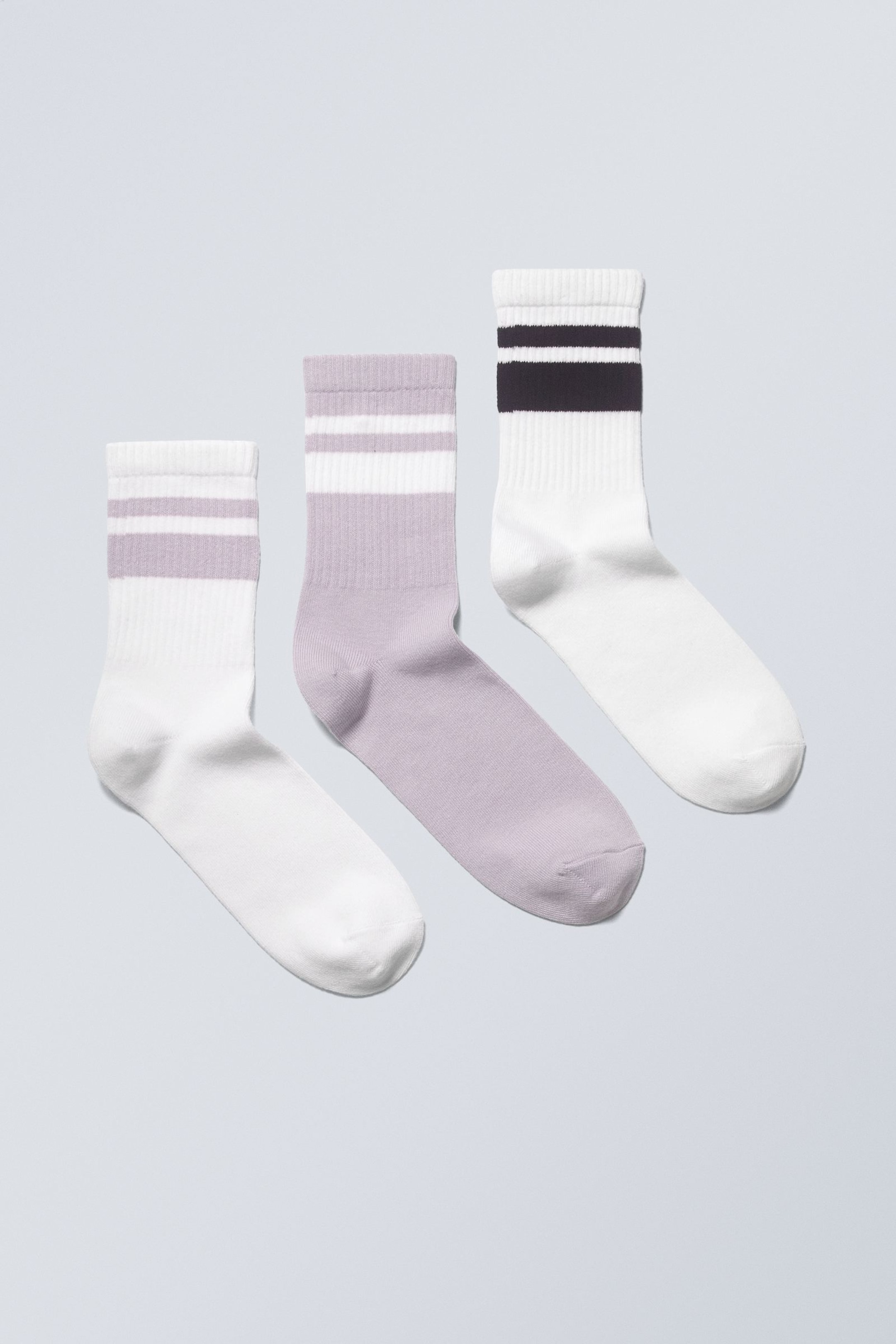 Lila Stripe - 3-pack sportstrumpor - 0