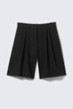 Black - Wide Pleated Tailored Shorts - 3