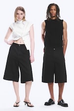 Schwarz - Astro - Lässige, weite Shorts aus Leinen-Mix - 0