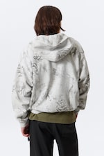Grau meliert - Scribble-Print - Grafischer Zip-Hoodie mit eckigem Schnitt - 3