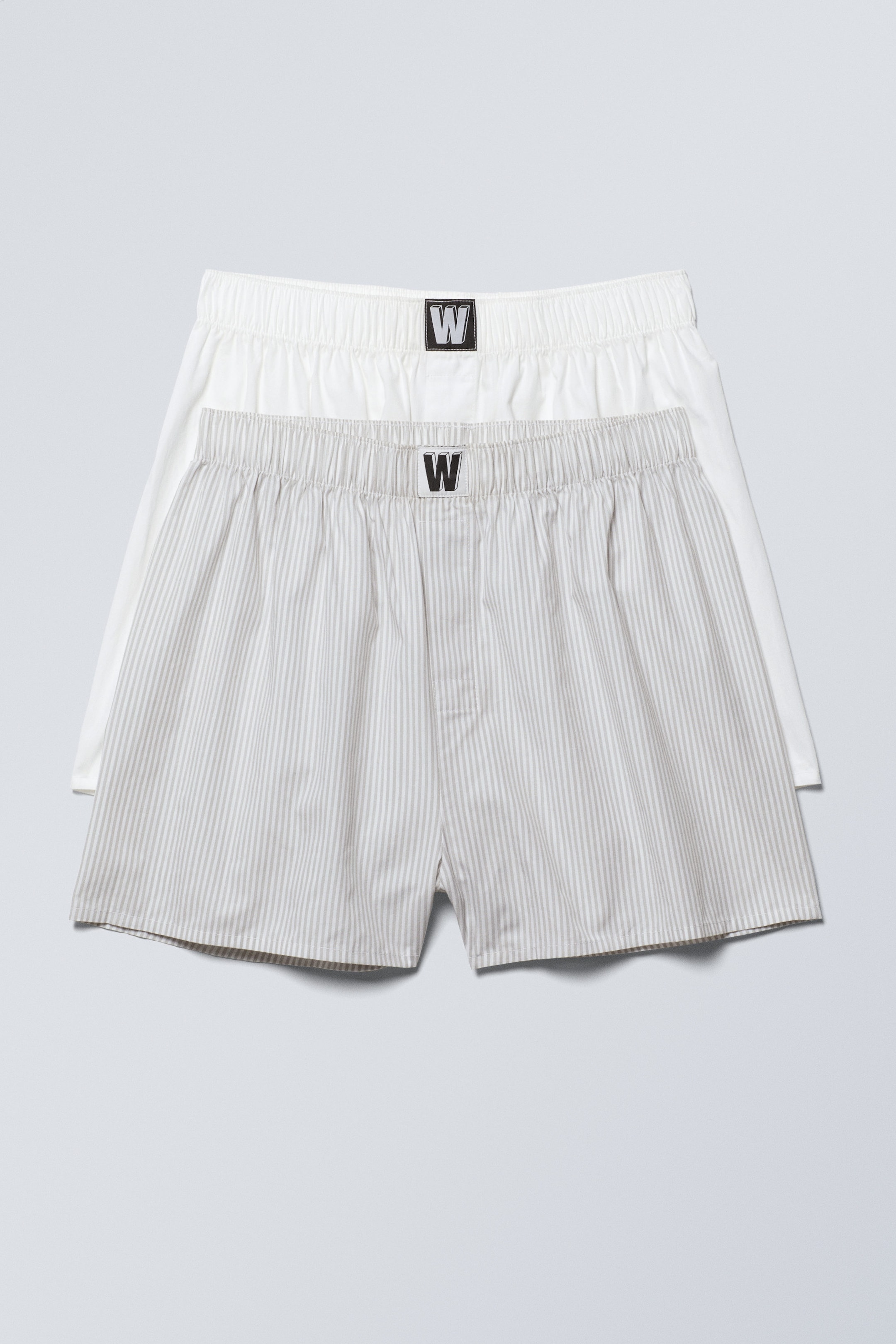Grey Stripes & White - 2-pack Logo Boxer Shorts - 0