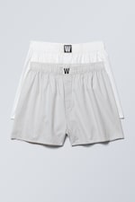 Grey Stripes & White - 2-pack Logo Boxer Shorts - 0