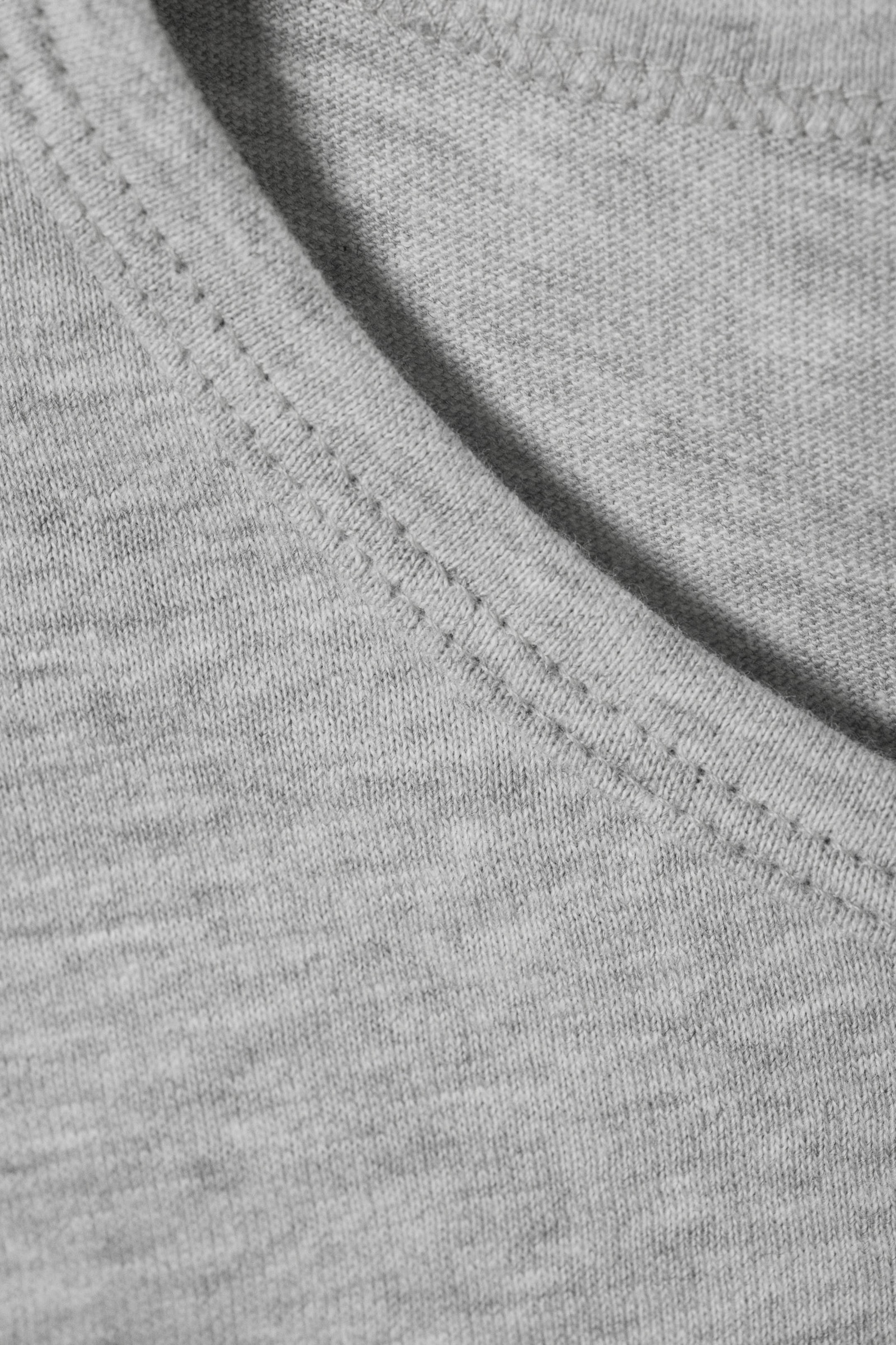 Light Grey Melange - Short Sleeve Fitted T-shirt - 2