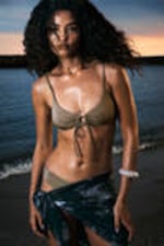 Dusty Mole - Ruched Triangle Bikini Top - 0