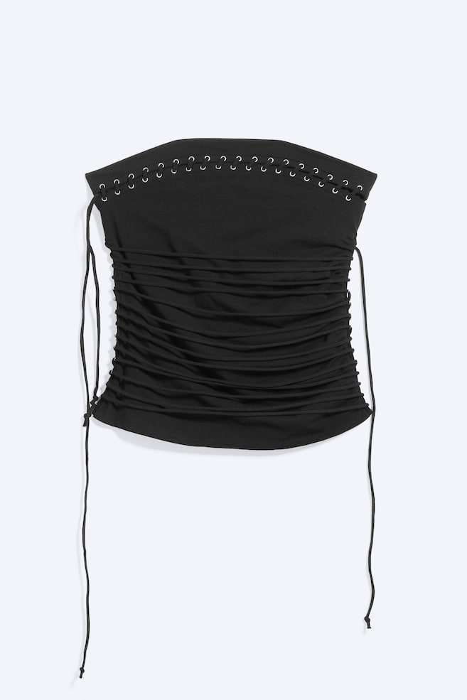 Tube-Top mit Kreuzbindung - Schwarz - 1