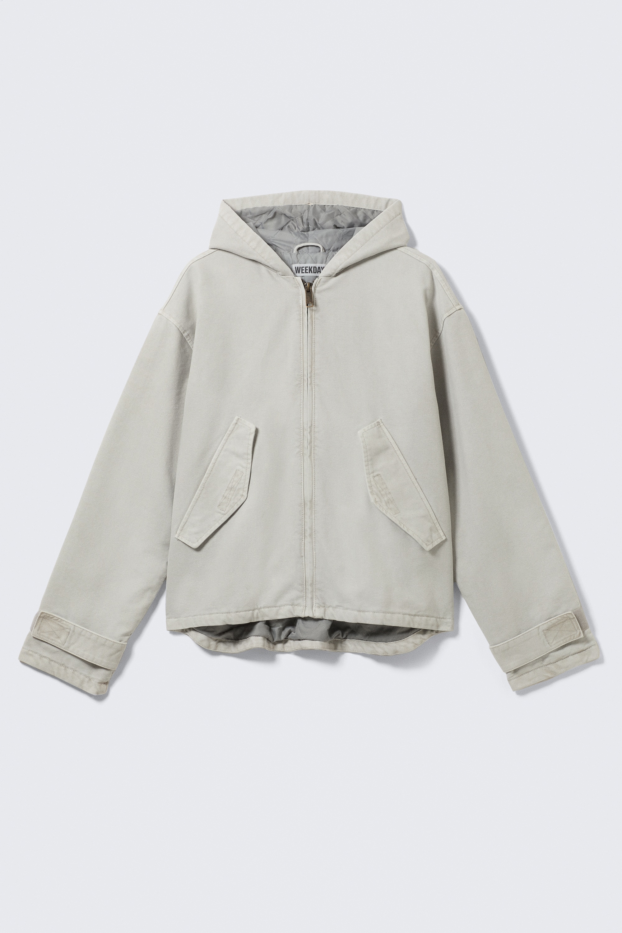 Veste ample à capuche en toile - Gris poudré clair/Noir chiné