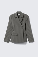 Rayures Dark Grey Melange - Blazer de tailleur croisé - 0