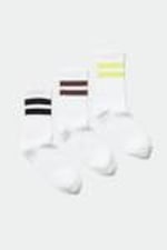 Wit met strepen - 3-pack gestreepte sportsokken - 0