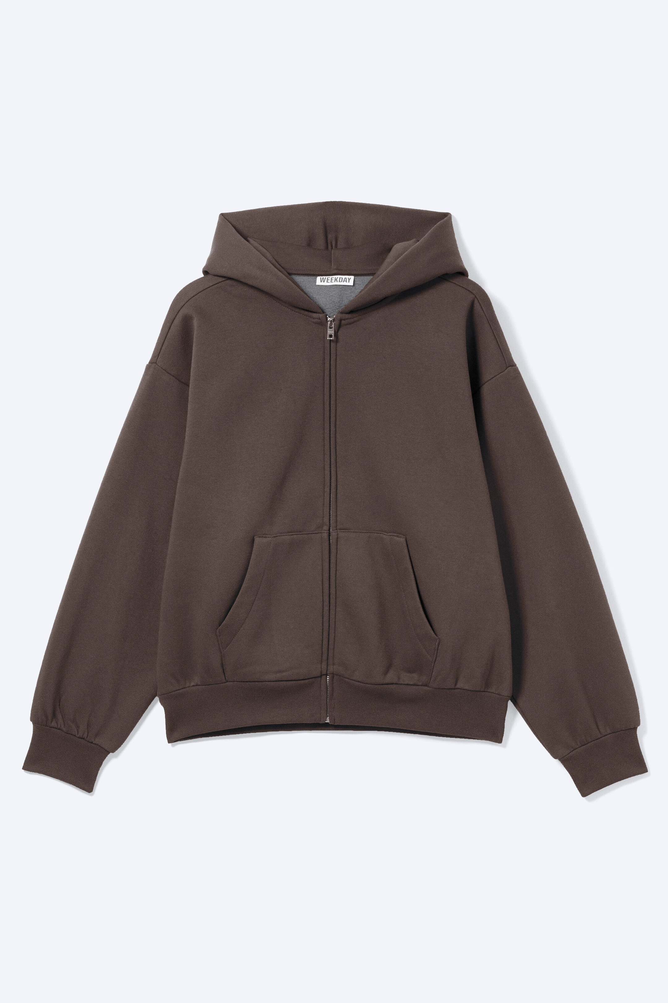 Marron foncé - Sweat à capuche zippé ample - 4