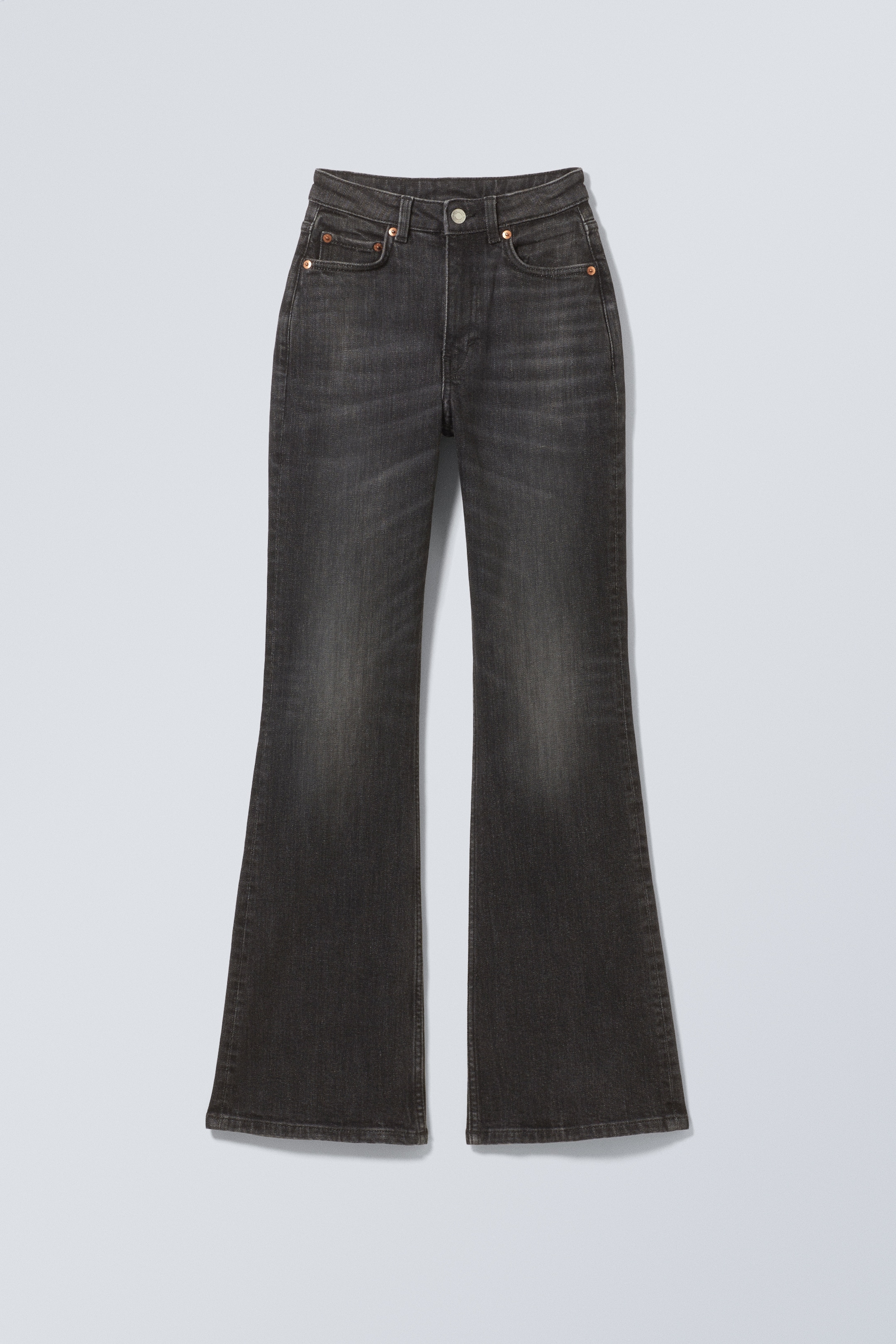 Ver imagen más grande: Vaqueros acampanados de tiro alto Glow Curve - Black Web - Negro - MUJER | H&M ES 6