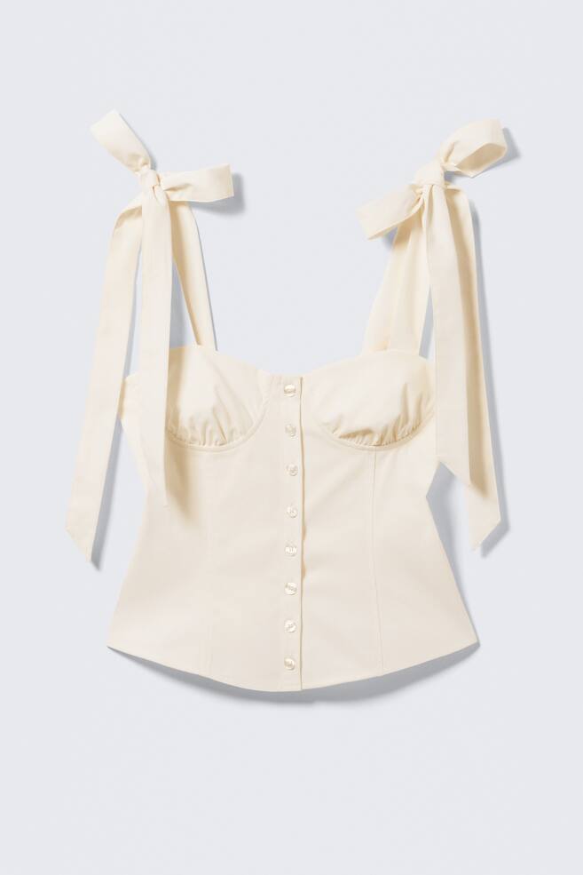 Corset ajusté à rubans - Blanc cassé - 1