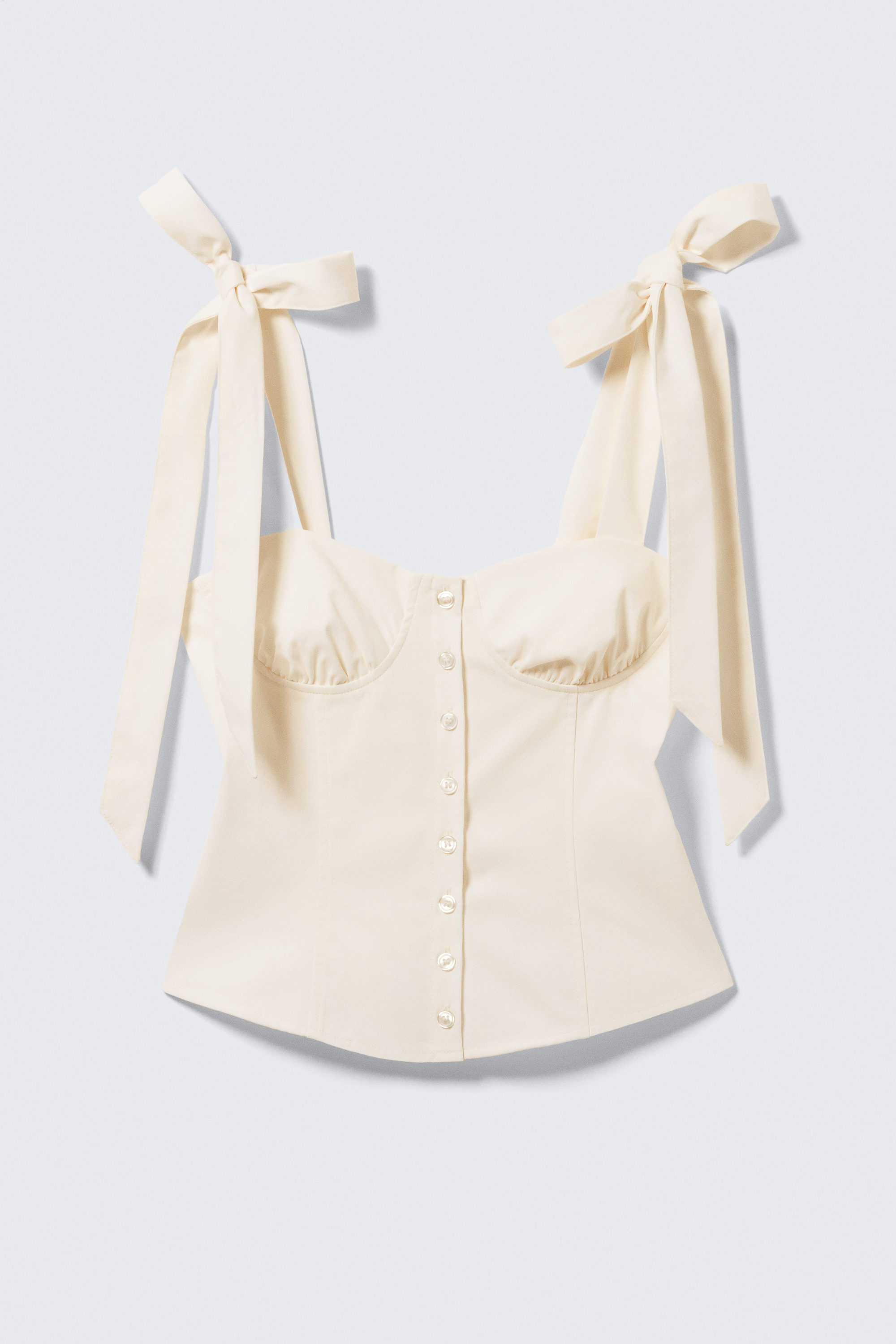 fitted ribbon corset top - Off-white | Monki GB