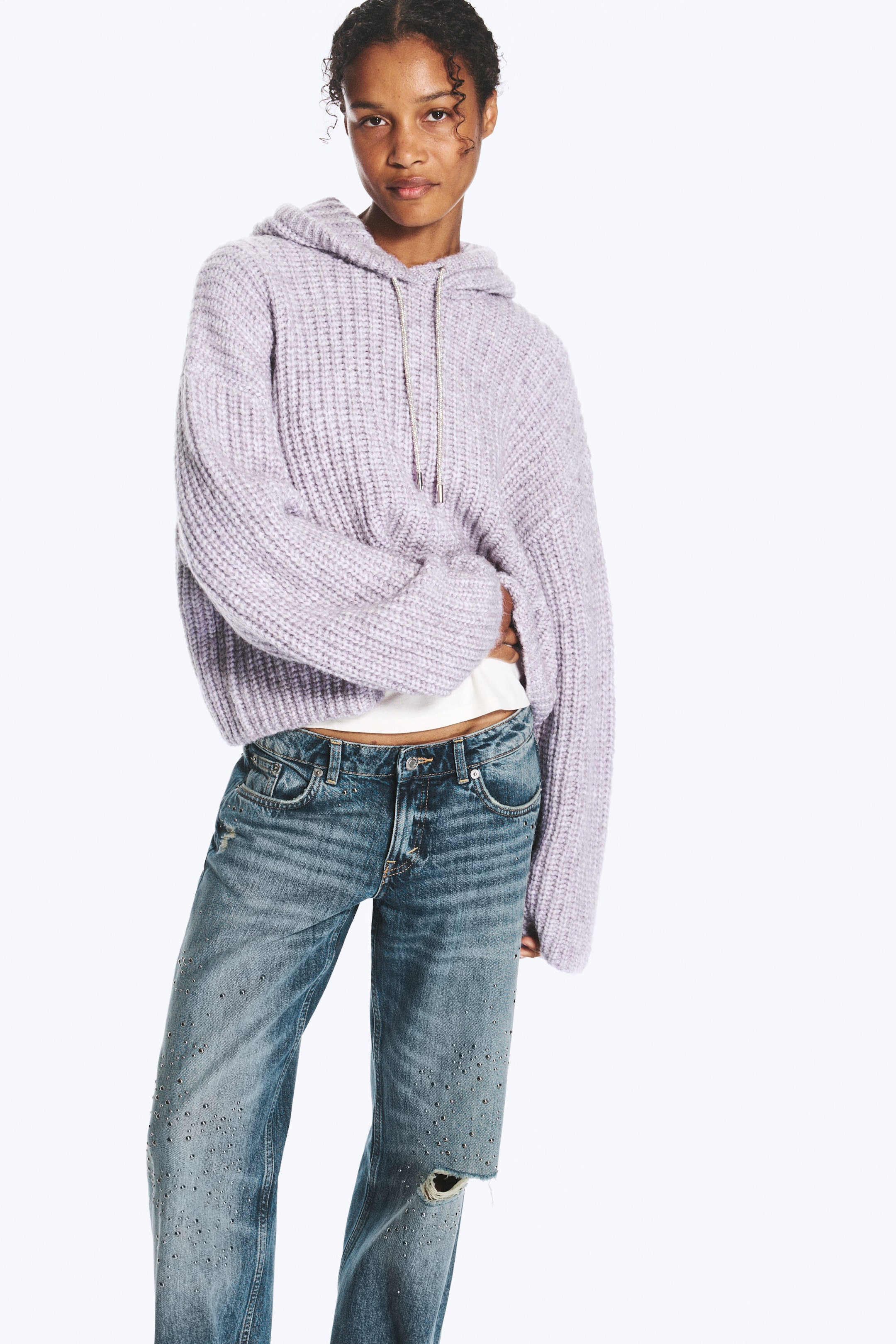 Lilas - Sweat à capuche en maille avec cordon de serrage - 2